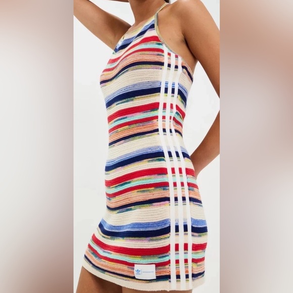 adidas Dresses & Skirts - ADIDAS X KSENIASCHNAIDER Knitted Halter Dress Multicolor Stripe - Size XL